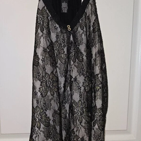 Y2K Rue 21 Black Gold Layered sleeveless blouse party holiday cocktail large - Picture 1 of 7